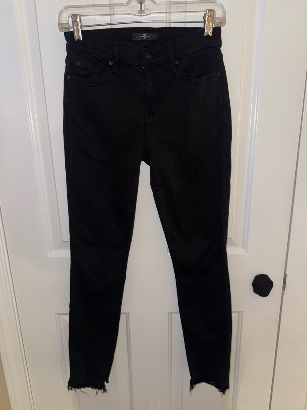 7 For All Mankind Black High-Rise Skinny Jeans